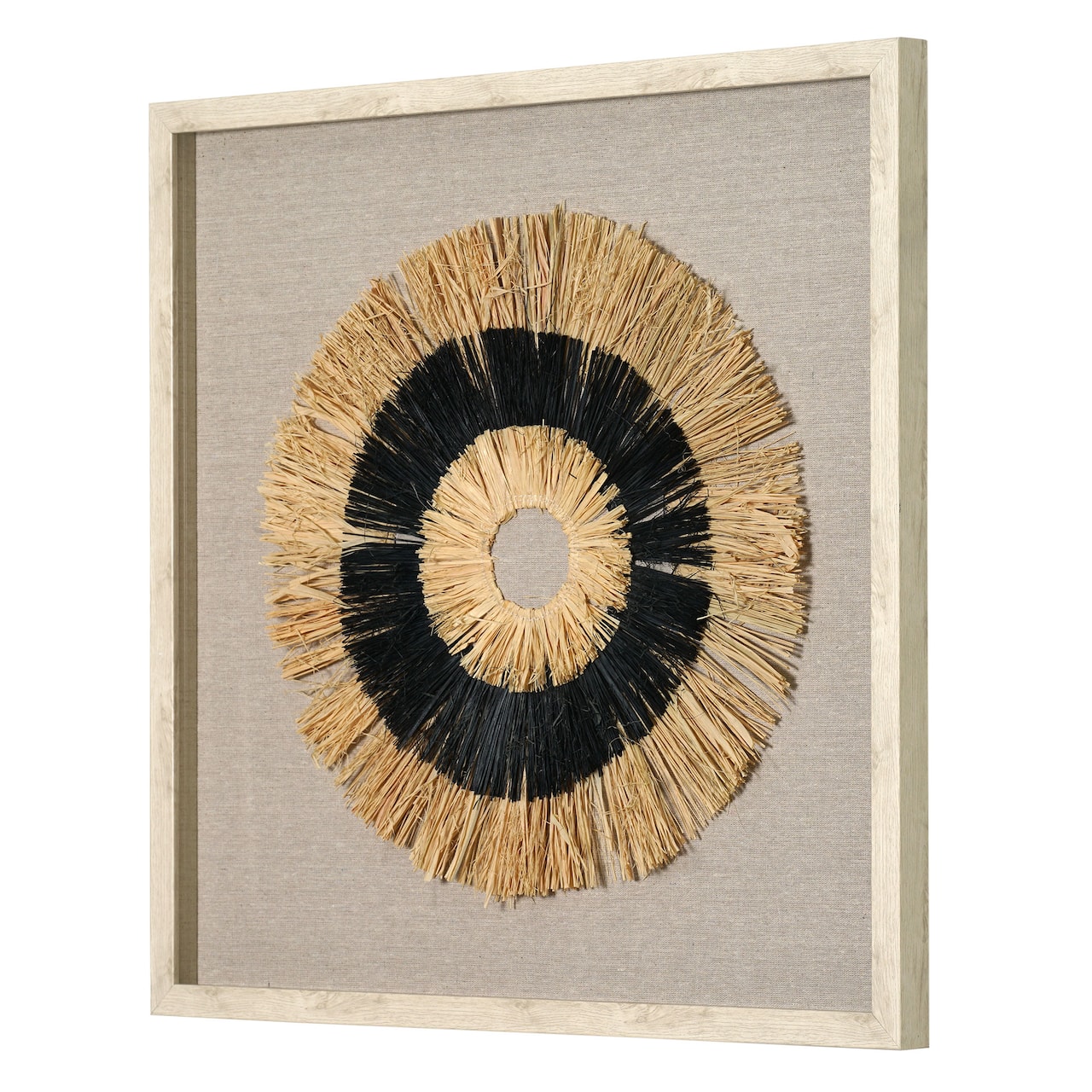 American Art Décor™ 23.5" Handmade Framed Natural Straw and Linen Wall Art Décor